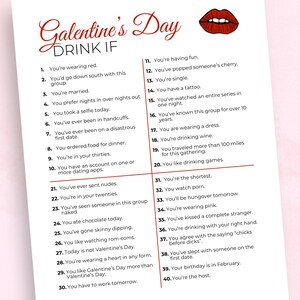 Galentine&#39;s Day Drinking Party Game, Printable Galentine&#39;s Day Drink If Game, Valentine&#39;s Day Party Game for Adults, Ladies Night Game