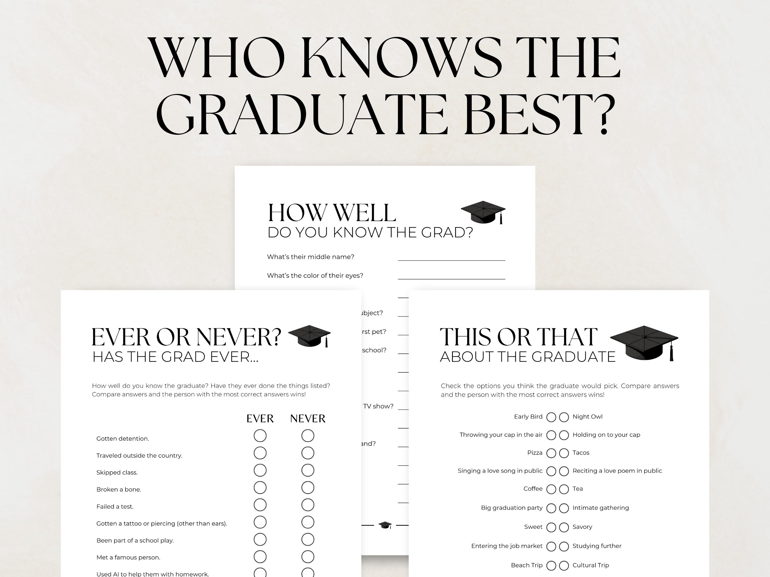 KatchOn Who Knows Grad Play Card - Fun Graduation Party Game Card - View #2