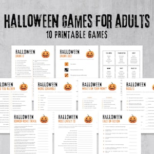 Halloween Party Games for Adults, 10 Printable Halloween Games, Adult Halloween Party Game Bundle, Fun Halloween Activities