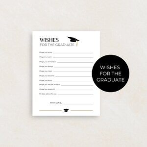 This graduation party game bundle includes wishes for the graduate. 2025 Grad party game ideas.