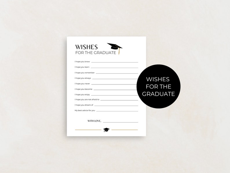 This graduation party game bundle includes wishes for the graduate. 2025 Grad party game ideas.