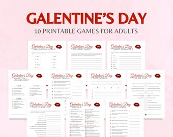 Galentine's Day Party Games, 10 Printable Valentine's Day Games for Adults, Galentine's Night Game Bundle, Valentine's Day Games