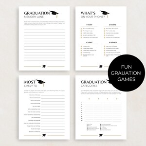 This Printable 2025 Graduation Game Bundle includes: memory lane, what's on your phone, most likely to and categories. 2025 Graduation party games ideas