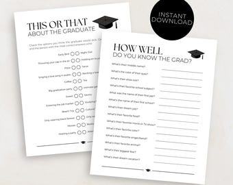 Juego de graduación, ¿Quién conoce mejor al graduado?, ¿Qué tan bien conoces al graduado?, Juego imprimible para la fiesta de graduación de 2026.