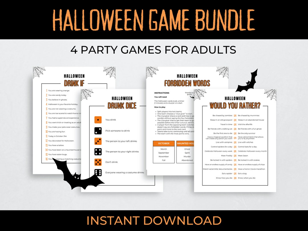 Halloween Party Game Bundle for Adults Printable Halloween Games - Etsy