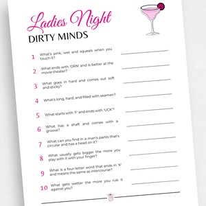 Ladies Night Dirty Minds Game, Printable Girls Night Game For Adults, Fun Party Game For Girls Night, Ladies Night