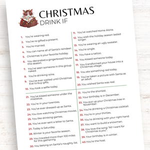 Christmas Drinking Game, Fun Printable Christmas Party Drink If Game, Friendsmas Party Game for Adults, Holiday Game