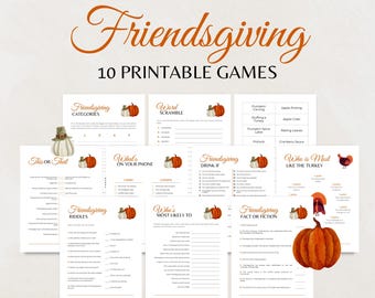 Friendsgiving Party Games, 10 Printable Friendsgiving Games for Adults, Friendsgiving Game Bundle, Thanksgiving Games