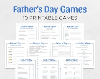 Father's Day Games, 10 Printable Father's Day Games, Fun Dad Games, Father's Day Party Game Bundle, Games for Dads, Dad Party Games