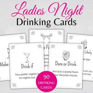 Juego de beber para la noche de las damas, 90 cartas para beber para la noche de las damas, divertido juego de cartas para beber para la noche de las chicas, juego de beber para adultos