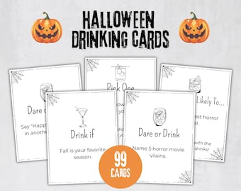 Halloween Drinking Game, 99 Halloween Drinking Cards, Fun Halloween Drinking Card Game, Halloween Party Game for Adults, Halloween Activity