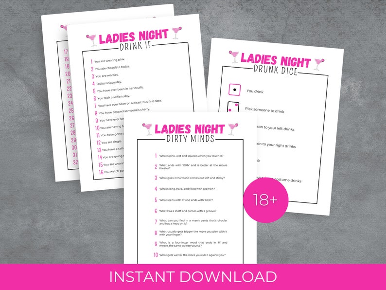 Ladies Night Games, Printable Game Bundle for Girls Night, 8 Fun Games ...