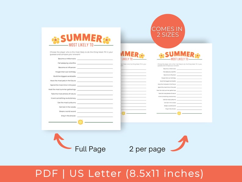 Summer Games, 10 Printable Summer Party Games for Kids and Family ...