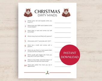 Juego de Mentes Sucias para Navidad, Juego de Fiesta de Noche de Damas, Juego de Acertijos Sucios para Navidad Imprimible, Juego de Noche de Damas para Navidad para Adultos