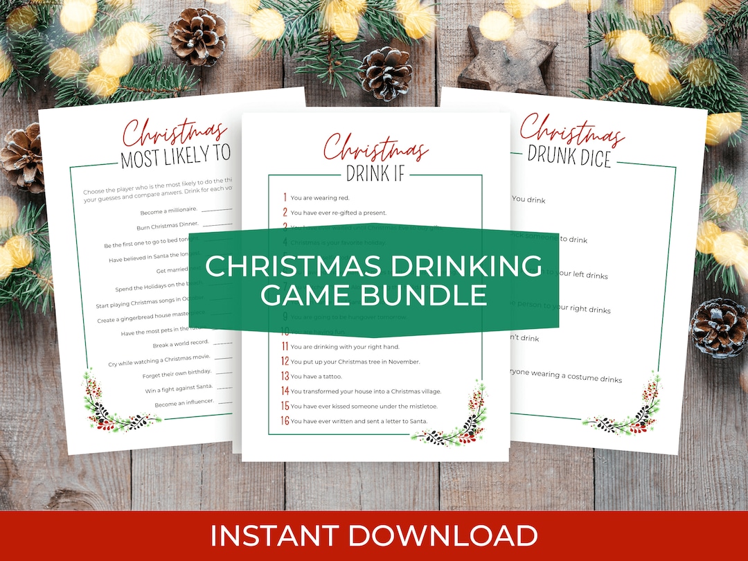 Christmas Drinking Game Bundle Printable Party Games for Etsy