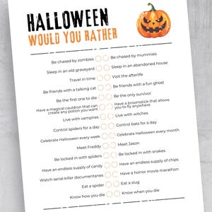 Halloween Would You Rather Game, Printable Halloween Party Game for Kids, Teens and Adults, Halloween This or That Game, Halloween Activity
