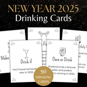 Juego de fiesta para beber en Año Nuevo, 90 cartas para beber en Año Nuevo, divertido juego de cartas para beber en Nochevieja, juego de beber en Año Nuevo para adultos