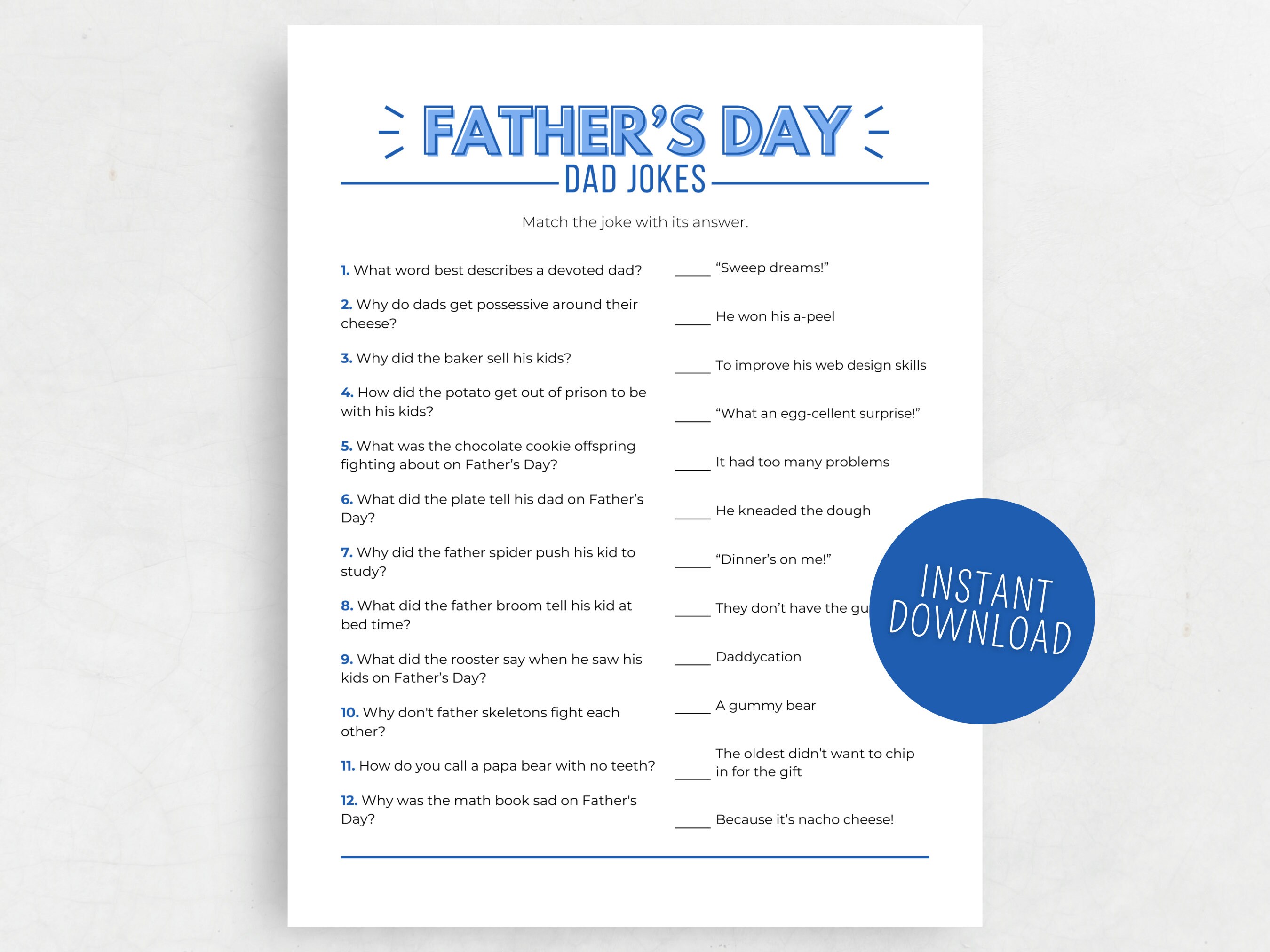 Father's Day Dad Jokes, Printable Father's Day Riddles, Father's Day ...