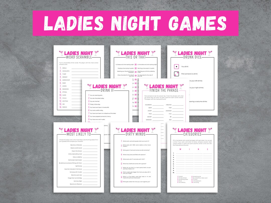Ladies Night Games, Printable Game Bundle for Girls Night, 8 Fun Games ...