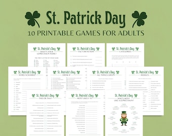 St Patrick’s Day Party Games, 10 Printable St. Patrick's Day Games for Adults, Fun St Patty's Day Game Bundle, St Patrick's Day Activities