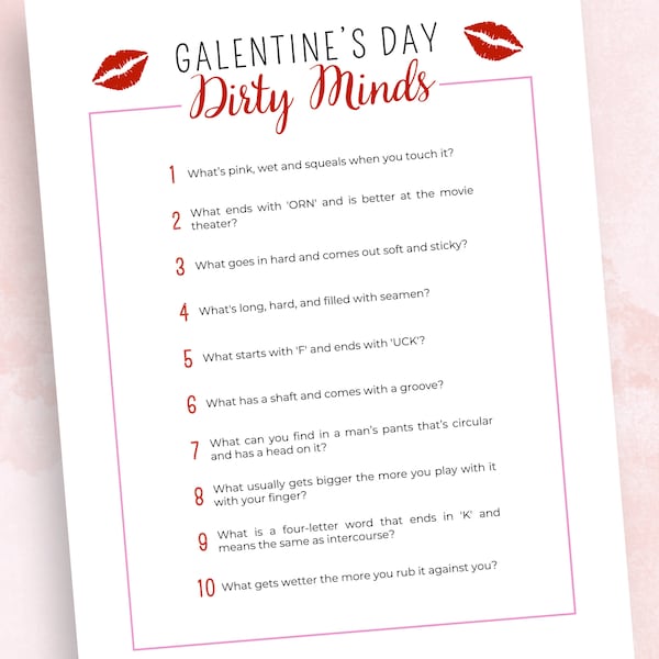 Galentine's Day Dirty Minds Games, Printable Galentine's Day Game For Adults, Fun Party Game For Ladies Night, Valentine's Day Game