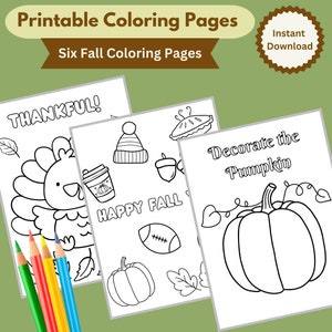 Fall Coloring Pages - 6 Pages Included