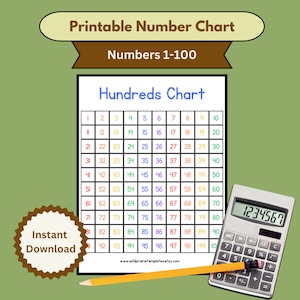 Printable Number Chart - Hundreds Chart - 1-100 - Educational