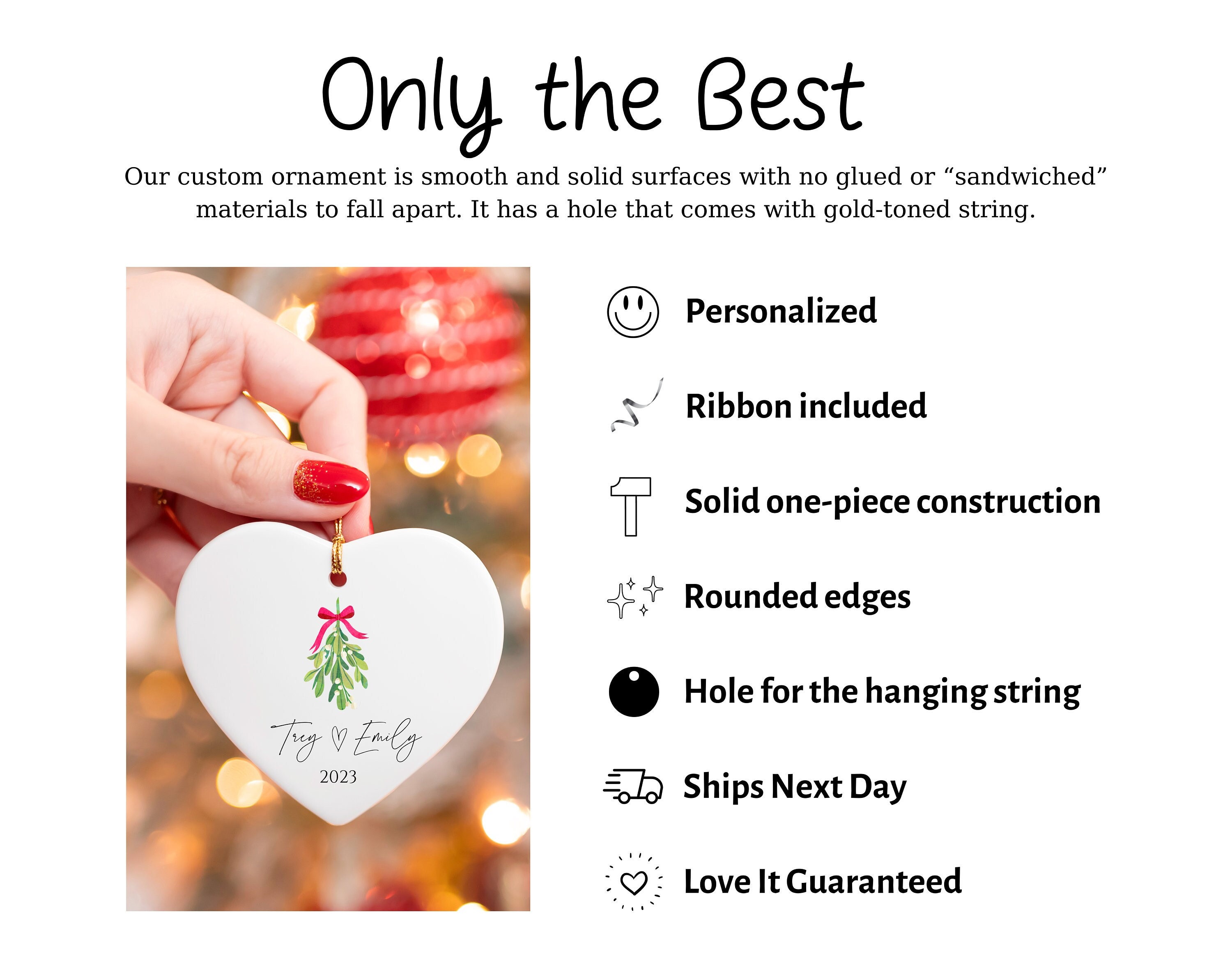 2024 Personalized Christmas Ornament for Couple Modern Customizable