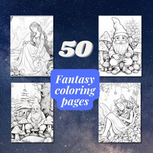 Fantasy Inspired Coloring Pages | Therapeutic Coloring | Stress Relief | For Kids & Adults Coloring Printable Pages | Instant PDF Download