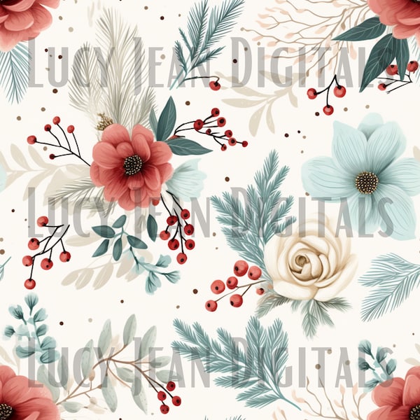 Boho Christmas floral seamless file