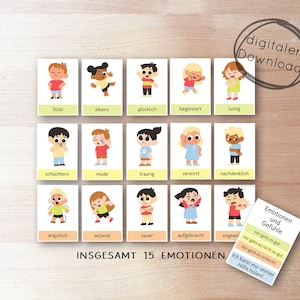 Gefühlskarten Kinder PDF Montessori, Lernkarten Flash cards Emotionskarten Bastelvorlage, Gefühle & Emotionen lernen, digitaler download
