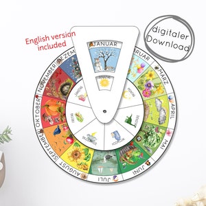 Reloj mensual entre semana PDF para niños, haz tu propio reloj de temporada según Waldorf/Montessori - Descarga digital DIY, calendario perpetuo