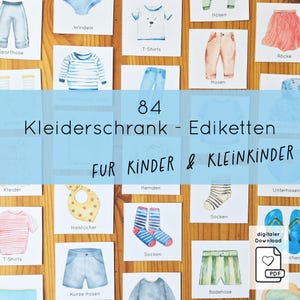 Etiquetas de guarda-roupa infantil – Organização DIY para roupas infantis, inspirada em Montessori, download digital em PDF para impressão