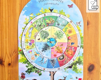 PDF Personalized Seasons Clock for Children, Perpetual Calendar Waldorf Montessori, Learning Spring, Summer, Autumn, Winter Seasons