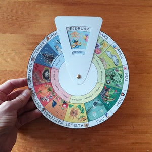 Monatsuhr laminiert mit Jahreszeiten für Kinder, Ewiger Kalender nach Waldorf/ Montessori zum selbermachen - DIY Bastelset, Zeit lernen