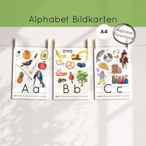 ABC cards for children PDF, wall decoration classroom school preschool, learn letters Montessori, learning cards poster alphabet teacher educator