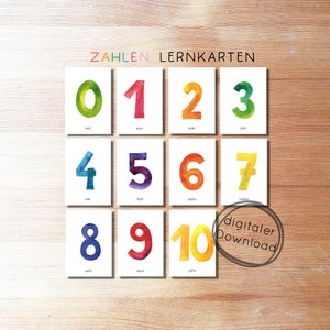 Lernkarten Kinder Zahlen Karten PDF – Zählen lernen bis 10, Montessori Lernspielzeug, digitaler download - Zahlenkarten Flash cards druckbar
