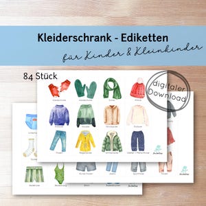 Kledingkastlabels voor kinderen – DIY-organisatie voor kinderkleding, geïnspireerd op Montessori, digitale PDF-download om af te drukken