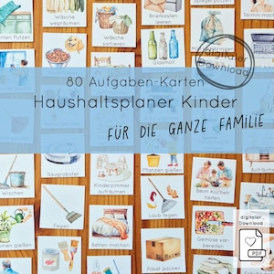 Huishoudplan voor kinderen, takenplan A4 familie Montessori om af te drukken, PDF digitaal downloaden, huishoudelijke zelfstandigheid leren bestellen