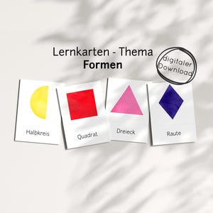 Cartões de aprendizagem de formas em PDF para crianças – cartões ilustrados de geometria aprendendo de forma lúdica, material didático Montessori creche escola casa pré-escola