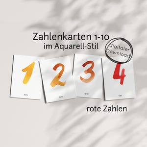Lernkarten Kinder Zahlen Karten PDF – Zählen lernen bis 10, Montessori Lernspielzeug, digitaler download - Zahlenkarten Flash cards druckbar