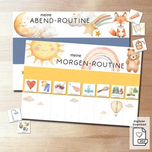 Routine du matin et du soir pour les enfants, emploi du temps quotidien, plan de routine, plan de tâches pour les tout-petits, matériel d'apprentissage Montessori, PDF DIY à imprimer