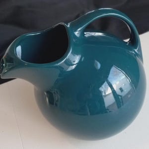 Vintage Hall Pottery ice lip ball Pitcher Jug deep green/blue  #633 USA