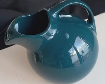 Vintage Hall Pottery isläppbollskanna djupgrön/blå #633 USA