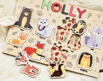 Busy Board Animal Puzzle, Montessori toys, Preschool education kids gifts, Activity Toys, Animal Gifts for Kids, Woodland Nursary