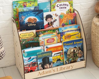 Personalized Kids Book Shelf, Montessori Nursery Bookshelf, Front Facing Book Organizer, Toddler Library Storage, Baby Room Shelf