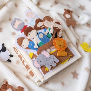 Libro per bambini personalizzato con storie della Bibbia, regalo di battesimo per neonati e bambine, libro tranquillo con la Bibbia per bambini piccoli, regalo di battesimo per neonati