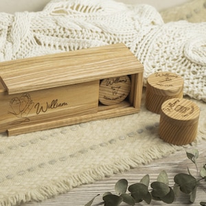 Wooden Baby Keepsake Box - First Curl and Tooth, Personalized Memory Box for Baby Treasures, Infant First Year Box, Christening Gift