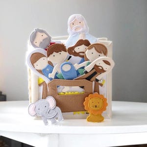 Libro della Bibbia per bambini piccoli, regalo cristiano per neonati, Bibbia in feltro per bambini, regalo di battesimo personalizzato per maschietto e femminuccia, libro tranquillo Montessori, giocattolo per la chiesa