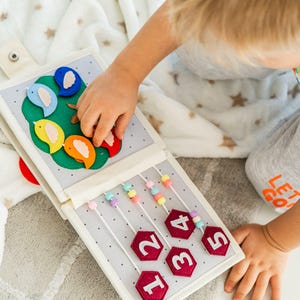 Personalized Toddler Busy Book, Quiet Felt Book for Baby, Custom Name Sensory Toy, Montessori Activity Book, Baby Shower Gift for Boys